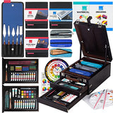COLOUR BLOCK 192pc Mixed Media Bundle - Wooden Easel Mixed Media Art Supplies | Artist Kit for Painting, Drawing, Sketching with Acrylic, Watercolor, Pencils, Calligraphy Pen, Paint Brush & Knife Set