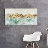 Abstract Modern Painting Wall Art: Gold Artwork Hand Painted Canvas Picture for Living Room (40''W x 20''H,Multi-Sized)