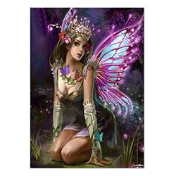 SuperDecor DIY 5D Diamond Painting Kits Full Drill Diamond Embroidery Painting Art by Number Kits Night Fairy with Butterfly Wings for Home Wall Decorations