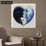 5D Diamond Painting Animal, Paint with Diamonds DIY Diamond Art Lack and White Lion, Diymood painting by Number Kits Full Drill Rhinestone for Home Wall Decor 20x20inch
