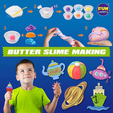Galaxy Slime Kit, FunKidz Slime Making Supplies Stress Relief Toy Metallic Glow in Dark Glitter Fluffy Cloud Colorful Foam Butter Slime Craft Science Kits for Girls and Boys
