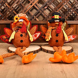 Thanksgiving Turkey Decorations Fall Centerpieces for Tables Stuffed Decor Animal Plush Doll Couple 20 Inch Tabletop Autumn Kit for Harvest Home Room