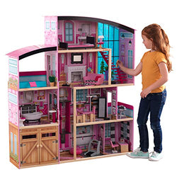 KidKraft KidKraft Shimmer Mansion Wooden Dollhouse for 12-Inch Dolls with Lights & Sounds and 30-Piece Accessories ,Gift for Ages 3+