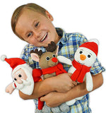 Plush Stocking Stuffers - Christmas Plush Toys Set Including Reindeer, Snowman and Stuffed Santa - 12x5'' Stuffed Christmas Toys - Kids Plush Toys for Girls, Boys and Toddlers