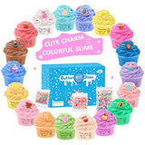 18 Pack Super Soft Butter Slime Kit, with Candy, Ice Cream, Fruit, Cute Slime Fun Charms, Scented Slime Party Favor Gifts for Girls and Boys, DIY Putty Slime Toys for Kids