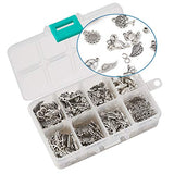 Pandahall 560pcs Tibetan Style Antique Silver Spacer Beads Pendants Charms Kit with Open Jump Rings for Necklace Bracelet Jewelry Making Findings DIY Women Bulk Mixed Styles