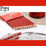 Pepy Aero Graphite Professional Drawing Pencils - Set of 12 2B Pre-Sharpened Black Lead Pencils; Perfect for Drawing, Sketching and Shading, Graphic and Fine Art