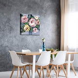 TAR STUDIO Abstract Bouquet Canvas Wall Art: Romantic Rose Flowers Artwork Hand Painted Painting for Living Room Bedroom Bathroom (24''W x 24''H)