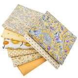 Hanjunzhao Yellow Floral Polka Dot Solid Fat Quarters Fabric Bundles 18 x 22 inch for Sewing Quilting Crafting