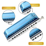 East top Upgrade Chromatic Harmonica 12 Hole 48 Tone Key of C, Chromatic Mouth Organ Harmonica For Adults,Students and professionals with Blue Cover (EAP-12)