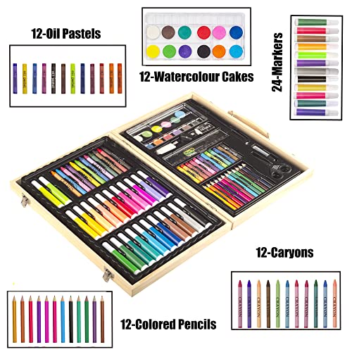  KINSPORY Art Set for Kids, 86PC Coloring Art Kit, Wooden Drawing  Art Supplies Case, Sketch Book, Markers Crayon Colour Pencils for Budding  Artists Kids Teens Boys Girls (Pink) : Arts