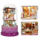 Spilay DIY Miniature Dollhouse Wooden Furniture Kit,Handmade Mini Rotating and Music World Model with Glass Cover & Music Box ,1:24 Scale Creative Doll House Toys for Children Girl Gift(Meet Corner)