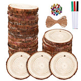 Max Fun 30PCS 2.8-3.54 inch Wood Slices DIY Wooden Christmas Ornaments Unfinished Predrilled Wood Circles for Crafts Centerpieces Holiday Hanging Decorations