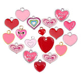 PH PandaHall 48PCS 12 Styles Pink Heart Enamel Pendants Alloy Enamel Pendants Charms DIY Bracelet