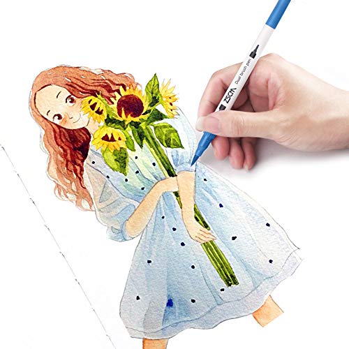 ZSCM QUALITY DECIDES THE FUTURE ZSCM Duo Tip Brush Coloring Pens,60 Colors  Art Markers,Fine
