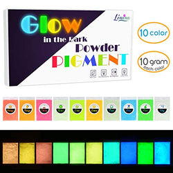 Glow in The Dark Pigment Powder - Epoxy Resin Color Pigment Dyes for DIY Slime Coloring Kit - Luminous Skin Safe Long Lasting Self Glowing for Acrylic Paint, Nail Art, Painting, Crafts - 0.4oz Each