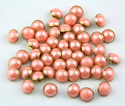 RayLineDo 25Pcs Pearl Champagne Half Resin Dome Cap Copper Base Crafting Sewing DIY Buttons-13mm