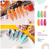 LanFo Poly Extension Gel Nail Kit Nail Builder Gel Enhancement Kit with 30ml Slip Solution, 12 Colors Poly Nail Extension Gel Art Equipment Beginner Set Acrylic Fashion Gel Set