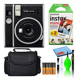 Fujifilm Instax Mini 40 Instant Film Camera (Black) Bundle with (20) Instax Mini Instant Film Shots + Padded Carrying Bag + (4) Rechargeable Batteries + Deluxe Cleaning Kit