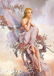 DIY 5D Diamond Painting by Numbers Kit for Adults,16"X12" Fairy Nymph Romantic Paintings Crystal Rhinestone Diamond Embroidery Full Drill Cross Stitch Kit Pictures Arts Craft