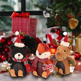 Christmas Stuffed Animals Set Reindeer Teddy Bear Fox 3 Pack Plush Handmade Festival Holiday Decorations Birthday Kid Children Gift
