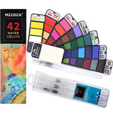 MEEDEN Watercolor Paint Set, 42 Assorted Colors Foldable Paint Set with 4 Brushes, Travel Pocket Watercolor Kit for Students Adults Beginning Artist Watercolor Painters Field Sketch Outdoor Painting