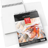 ARTEZA 8X10” Drawing Pad, Pack of 2, 100 Sheets (80lb/130g), Spiral Bound Artist Drawing Books,