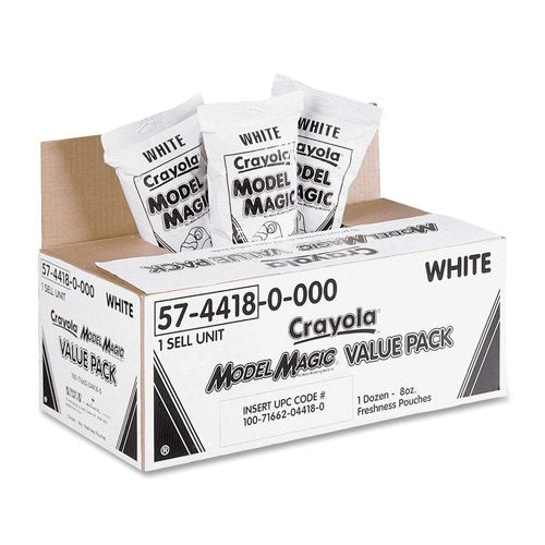 Model Magic Clay, Value Pack, 12-8 oz. Packs, White, Sold as 1 Carton - Crayola Model Magic Clay, Value Pack, 12-8 oz. Packs, White