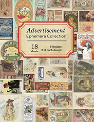 Advertisement Ephemera Collection: 18 sheets - over 150 vintage colored Advertisements for DIY cards and journals (Vintage Ephemera Collection)