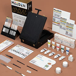 MEEDEN [Prime Artist Series] Acrylic Painting Set with Sketch Easel Box, 10x60ml Acrylic Paints, 15pcs Paintbrushes, Painting Pads, Canvas, Palette Knives&Other Art Supplies, Painting Kit for Artists