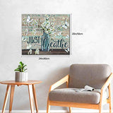 Rustic Wall Art Flower In Vase Just Breathe Canvas Print Butterfly Botanical Painting Farmhouse Country Home Decor For Bathroom Living Room Bedroom Kitchen Office Ready To Hang 20x24 Inch