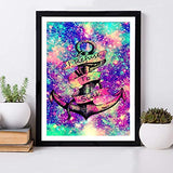 DIY 5D Full Drill Diamond Painting Kit for Adults,Colour Anchor（I Refuse to Sink）Crystal Rhinestone Diamond Embroidery Paintings Pictures Arts Craft for Home Wall Décor 11.8x15.7in
