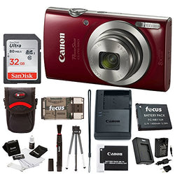 Canon PowerShot ELPH 180 20 MP Digital Camera (Red) + 32GB Card + Battery and Charger + Accessory