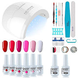 Vishine Gel Nail Polish Starter Kit - 48W LED Lamp 6 Color & Base Top Coat Set, Manicure Tools Popular Nail Art Designs #04