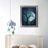 Aluhayu 5D DIY Diamond Painting, Full Drill Moon and Tree Paint by Numbers Kits for Adult Diamond Embroidery Paintings Pictures Arts Craft Cross Stitch Christmas Decor