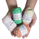 La Mia Mini Cottony 20 Skein 100% Cotton Mini Yarn, Total 17.6 Oz Each 0.88 Oz (25g) / 65 Yrds (60m), Light, Dk, Worsted Assorted Colors Yarn