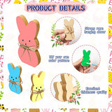 GuassLee 12pcs Easter Wooden Bunny Cutout for Easter Craft Unfinished Wood Blank Peeps Rabbit Sign with Twines for Kids DIY Craft Making Painting Spring Easter Table Tray Decorations