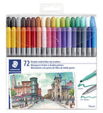STAEDTLER double ended fiber-tip markers, for sketching, drawing, illustrations, and coloring, 72