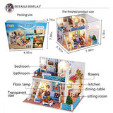 Eoncore DIY Miniature with Furniture and Accessories DIY Dollhouse Kit with Light, Music, Dust Proof Cover, Wood Family Toy for Boys Girls Adults