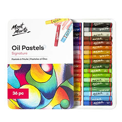 Mont Marte Oil Pastels Set - 36 Pieces - Soft Oil Chalks - Intense Colours, High Pigmentation - Ideal for Painting and Drawing