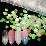 LYOUCI 12 Shaped Holographic Nail Stickers Iridescent Mermaid Flakes and 12 Color Butterfly Nail Art Stickers Sequins, Holographic Nail Sparkle Glitter for Nail Art Decoration（2 Boxes)