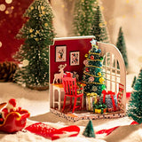 Montidey DIY Miniature Dollhouse Kit Bring Furniture 3D Wooden Model Toy with Led Light 1:24 Scale Creative Room Christmas Birthday Gift (Christmas Limit)