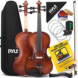 PyleUsa Full Size Beginner Violin - 4/4 23-Inch Student Full Size Violin Starter Kit Adult w/Premium Travel Case & Student Bow, Extra Strings, Digital Tuner, Shoulder Rest & Cleaning Cloth - PGVILN20