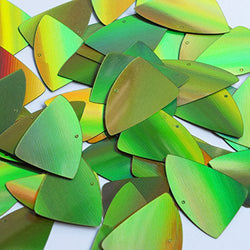 Fishscale Fin Sequin 1.5" Lime Green Lazersheen Reflective Metallic Loose Couture Paillettes