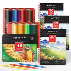 Arteza Professional Watercolor Pencils And Watercolor Pad Bundle, Drawing Art Supplies for Artist, Hobby Painters & Beginners