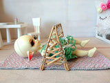 Miniature Baby Play Gym, Dollhouse Nursery Rattan Wicker Center with Hangings