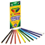 Crayola 684012 Long Barrel Colored Woodcase Pencils, 3.3 mm, 12 Assorted Colors/Set