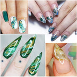 Marble Nail Foil Transfers, 10 Sheets Abstract Green Marble Stone Nail Art Foil Holographic Starry Sky Blue Gold Blooming Design Designer Nail Stickers Decals Wraps Foil Transfer Adhesive DIY Nail Decoration for Women Girls