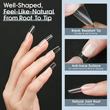 Modelones Nail Tips and Glue Gel Nail Kit-500Pcs Square Nails Tips, Ultra-Portable LED Nail Lamp and Extension DIY Nail Tools All-In-One Gel Kit for Acrylic Nail/Dip Powder/Poly Nail Gel Art Home