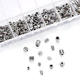 Beadthoven 260pcs/Box Tibetan Style Alloy Column Bead Spacers 7Style Large Hole Beads Spacer for